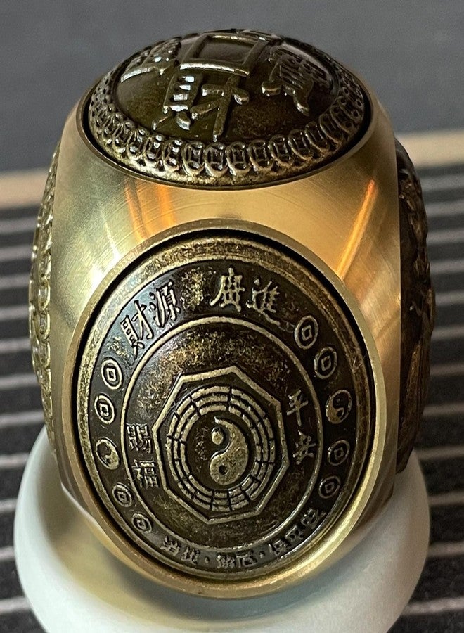 Briskfeel Brass Lucky Ball 6 Sides Rotatable Feng Shui Ornament Wealth Statue Treasure Ball Fengshui Sculpture Chinese Traditional Home Decor (G1 Large Lucky Ball) - Image 2